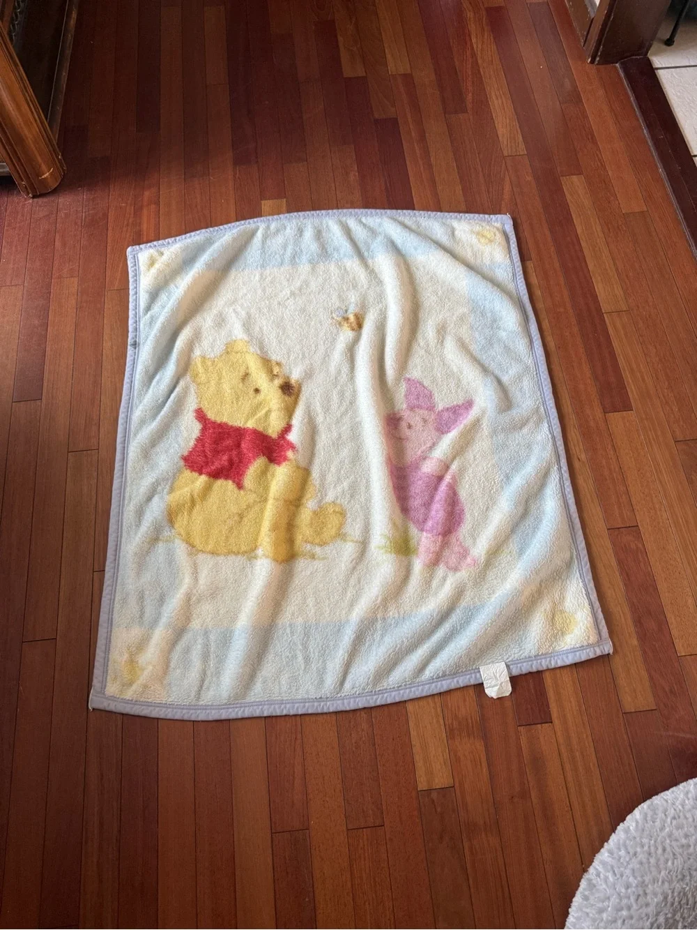 Disney Winnie the Pooh Bear Piglet Bee Soft Throw Blanket Bedding Sears Vintage